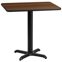 Flash Furniture XU-WALTB-2430-T2222-GG 24" x 30" Rectangular Walnut Laminate Table Top with 22" x 22" Table Height Base